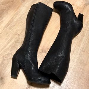 Costume National Black Leather Boots.
